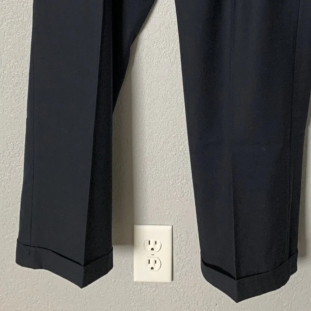 (T13) RBM Platinum Big & Tall Men's Navy Pleated Dress Pants cuffed leg, 44wx32L
